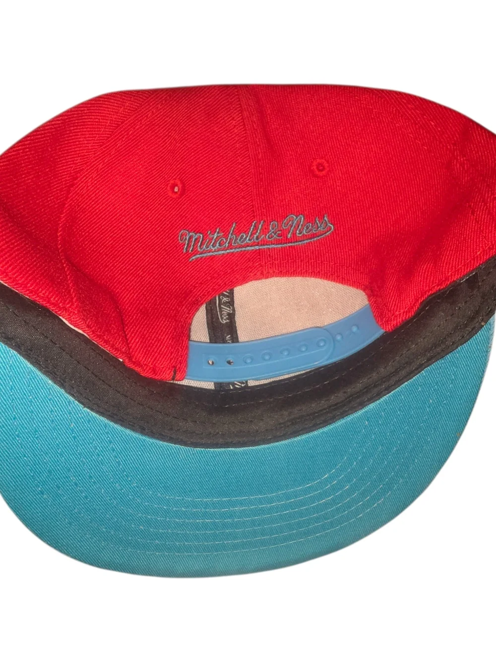 Detroit Pistons Red & Light Blue Snapback Hat Mid 90's Colorway